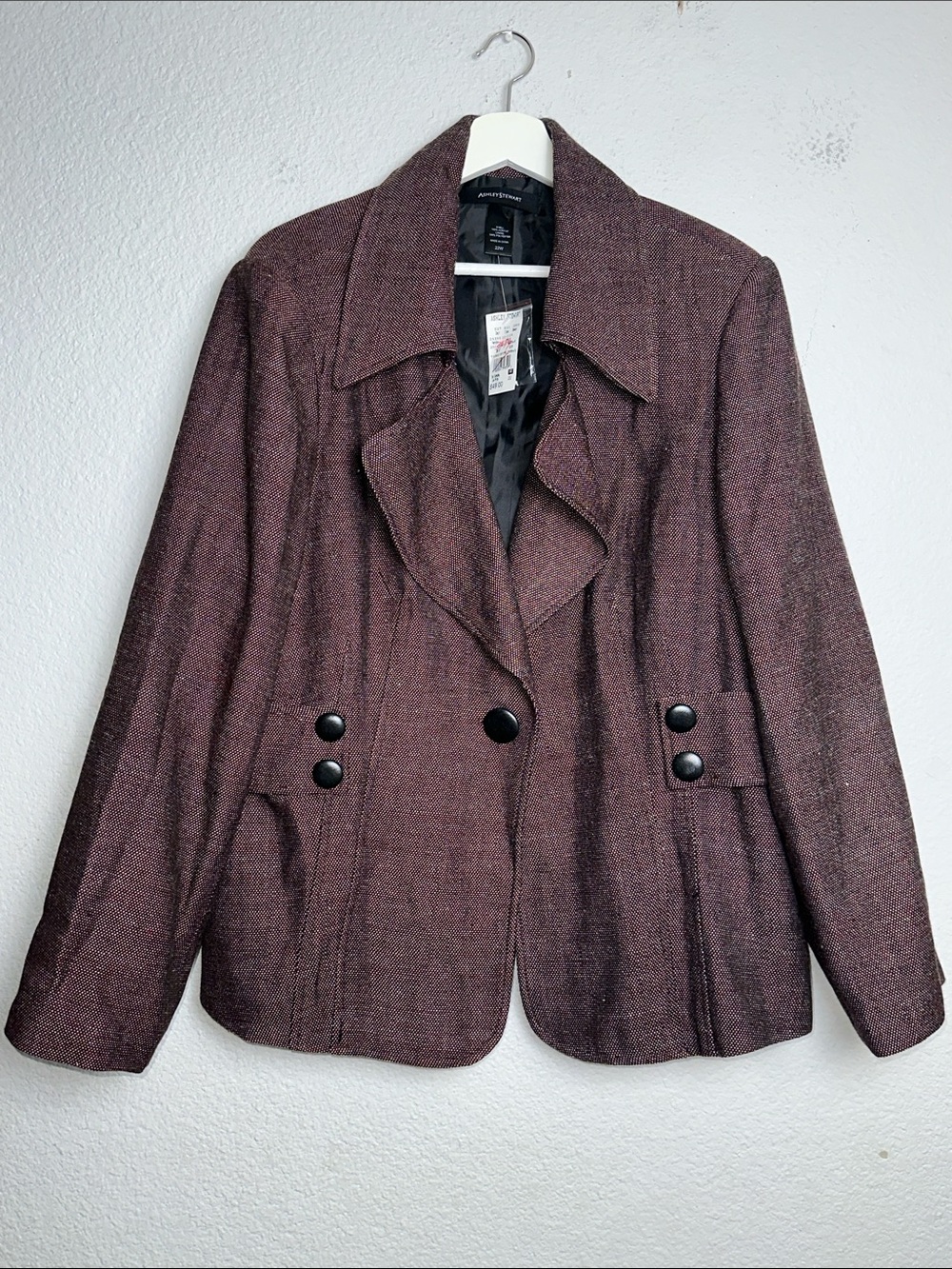 NEW Ashley Stewart Burgundy Blazer Jacket Womens Size 22W